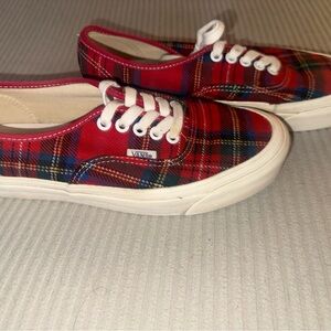 Vans Red and Blue Plaid Sneakers
